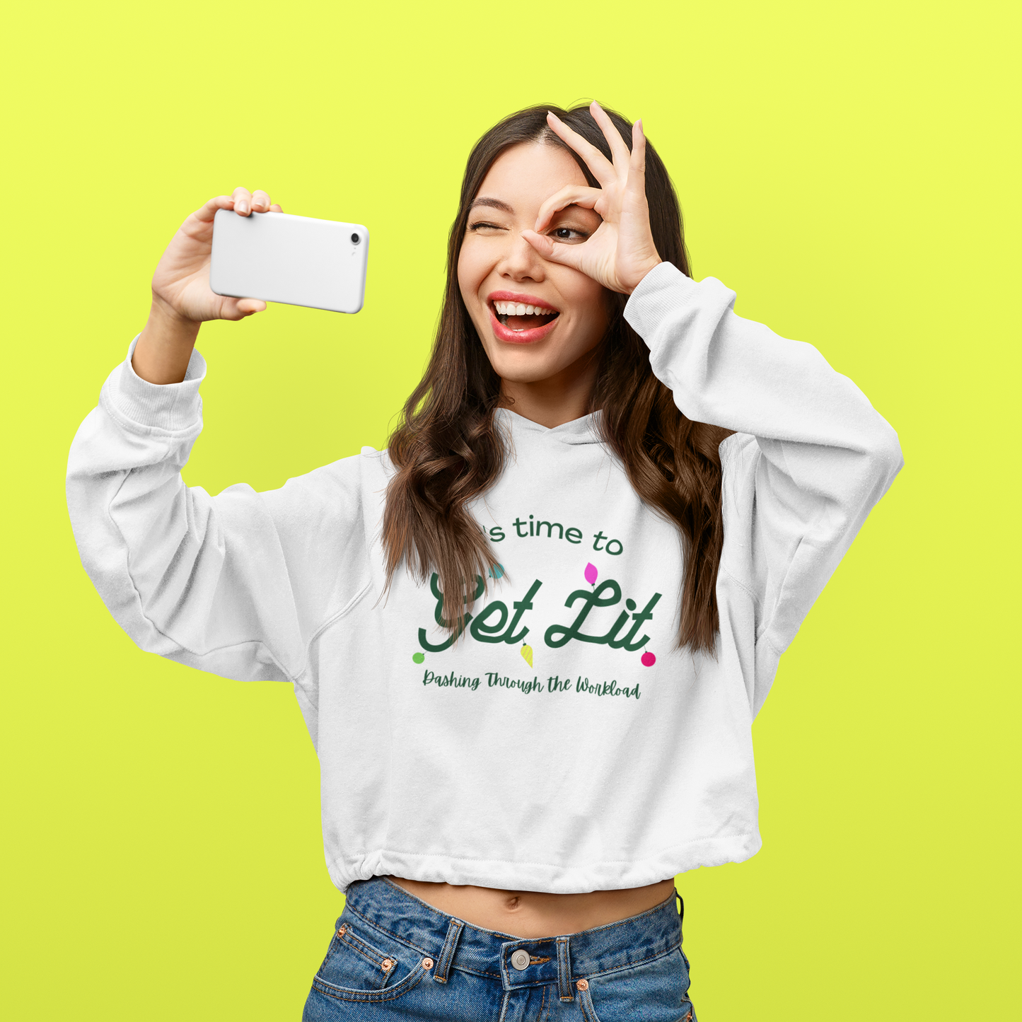 Get Lit Holiday' Crop Hoodie